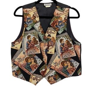 Vintage Mirrors Tapestry Needlepoint Romance Novel Suit Vest Size M